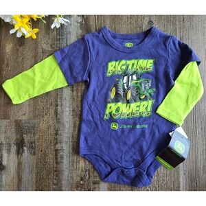 NWT John Deere Baby Bodysuit 6-9m Big Time Power Tractor Navy Long Sleeve‎